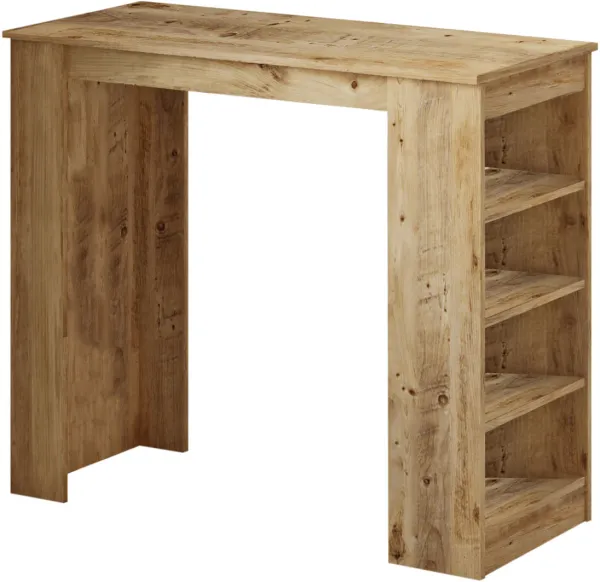 NORDVÄRK ST1 barbord, med 3 hyller - naturlig melamin (120x51.6)