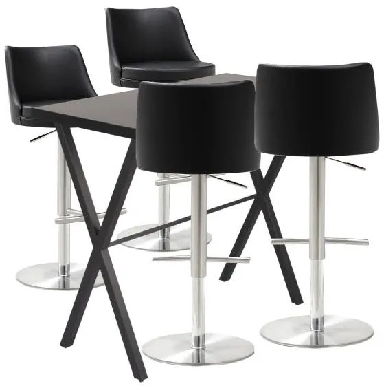 Homeville Barbordsett Grappa/Luna barstol svart/krom