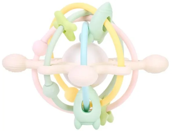 Multi toy silikonleke med rangle Pastell
