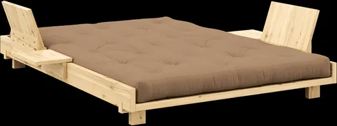 Karup Design Social Sovesofa med 2 stk. ryggstøtter, sidebord og madrass 140x200 Mocca/Klarlakkert