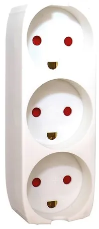 Gripo Grenuttak med 3 uttak og jord, Hvit