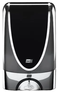 Dispenser Deb Stoko, berøringsfri, i svart plast med kromkant, 1,2 L