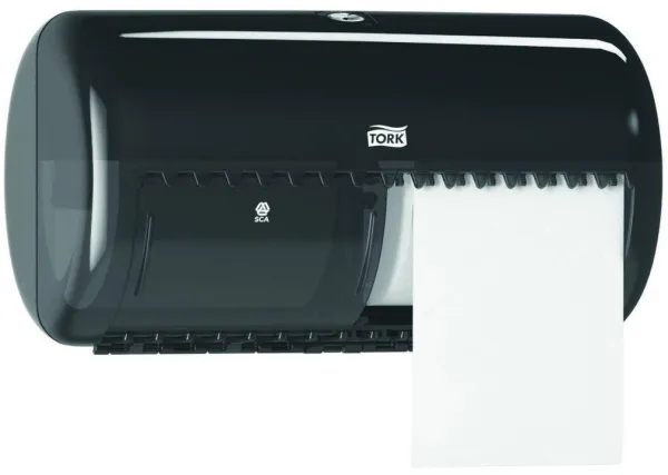 Tork Twin dispenser, til toalettpapir, 2 ruller, svart, T4