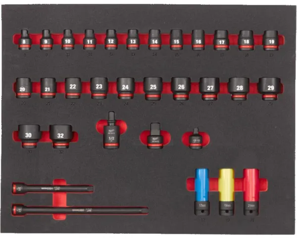 Milwaukee Slagtoppsett i skum 1/2 k 32 deler